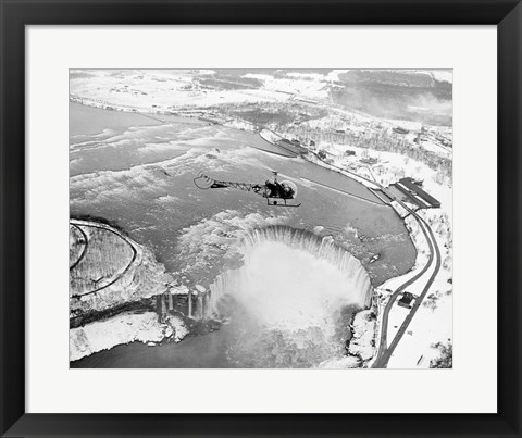 Framed Niagara Falls, Bell helicopter flying Print