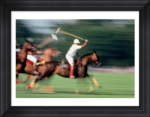 Framed Polo - running horses Print
