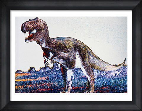 Framed Colorful Close-up of a tyrannosaurus rex Print