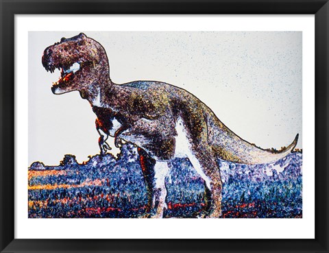 Framed Colorful Close-up of a tyrannosaurus rex Print