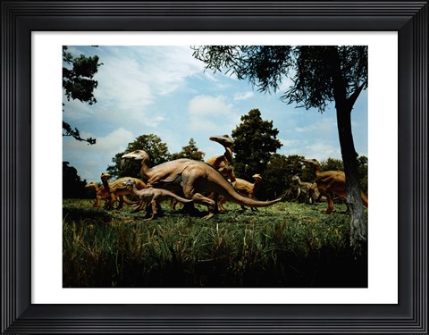 Framed Herd of Anatosaurus Print