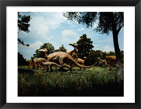 Framed Herd of Anatosaurus Print