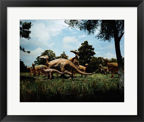 Framed Herd of Anatosaurus Print