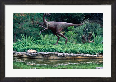 Framed Statue of Ornithomimus Dinosaur in a park, Zilker Park, Austin, Texas, USA Print