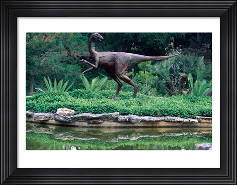 Framed Statue of Ornithomimus Dinosaur in a park, Zilker Park, Austin, Texas, USA Print