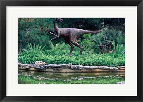 Framed Statue of Ornithomimus Dinosaur in a park, Zilker Park, Austin, Texas, USA Print