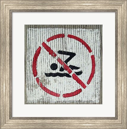 Framed No Swimming Print