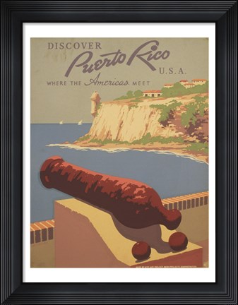 Framed Discover Puerto Rico U.S.A. Print