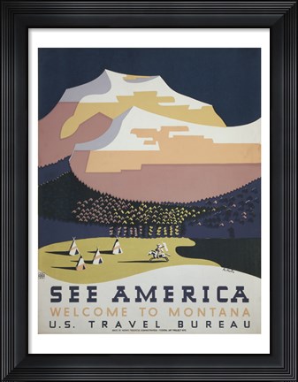 Framed See America Welcome to Montana Print