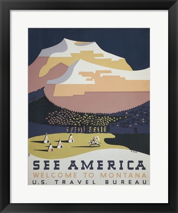 Framed See America Welcome to Montana Print