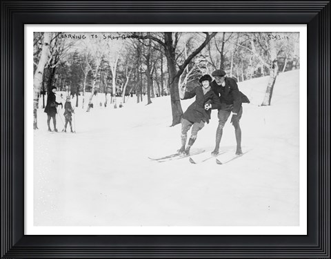 Framed Learning to Ski, Quebec Print