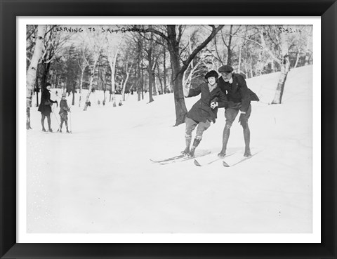 Framed Learning to Ski, Quebec Print