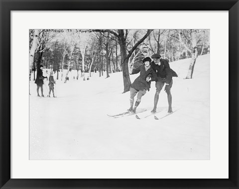 Framed Learning to Ski, Quebec Print