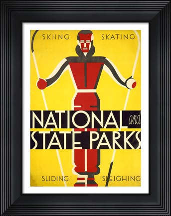 Framed National and state parks, skiing, skating, sliding, sleighing Print