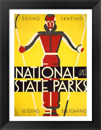 Framed National and state parks, skiing, skating, sliding, sleighing Print