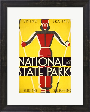 Framed National and state parks, skiing, skating, sliding, sleighing Print