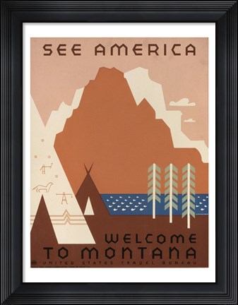 Framed See America Welcome to Montana Print