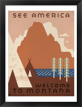 Framed See America Welcome to Montana Print