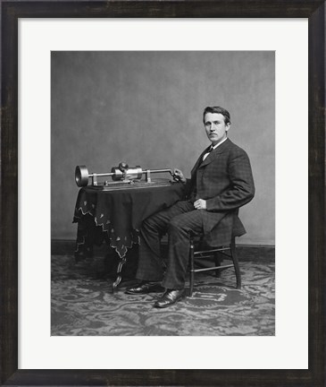 Framed Edison and phonograph Print