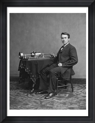 Framed Edison and phonograph Print
