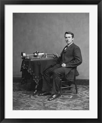 Framed Edison and phonograph Print