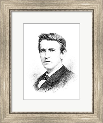 Framed Thomas A Edison etching Print