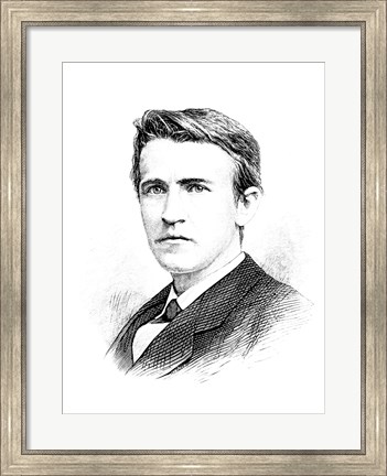 Framed Thomas A Edison etching Print