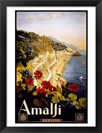 Framed Amalfi, travel poster Print