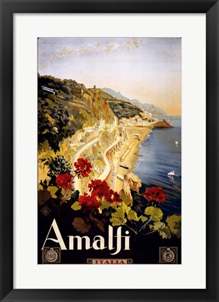 Framed Amalfi, travel poster Print