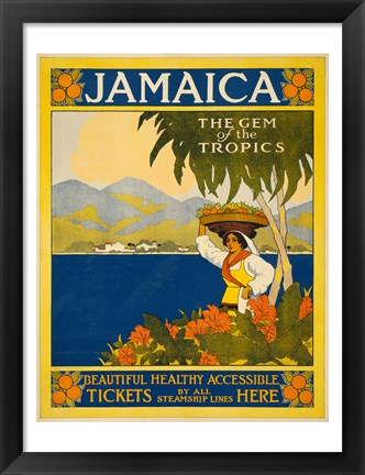 Framed Jamaica, the gem of the tropics, travel poster, 1910 Print