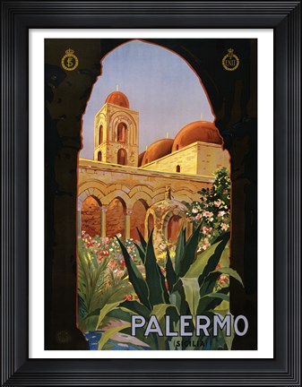 Framed Palermo, travel poster 1920 Print