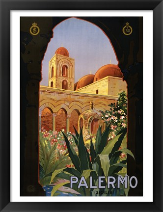 Framed Palermo, travel poster 1920 Print