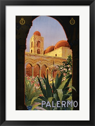 Framed Palermo, travel poster 1920 Print