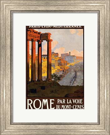 Framed Rome par la voie du Mont-Cenis, travel poster 1920 Print