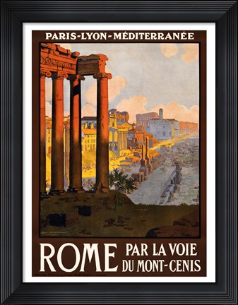 Framed Rome par la voie du Mont-Cenis, travel poster 1920 Print