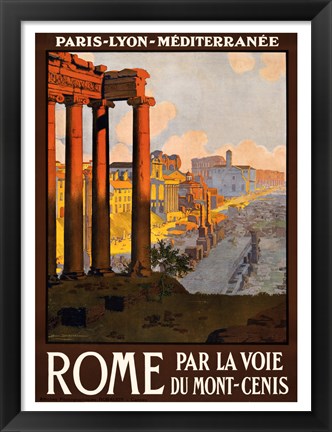 Framed Rome par la voie du Mont-Cenis, travel poster 1920 Print