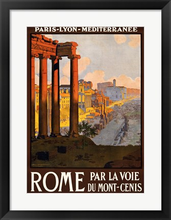 Framed Rome par la voie du Mont-Cenis, travel poster 1920 Print