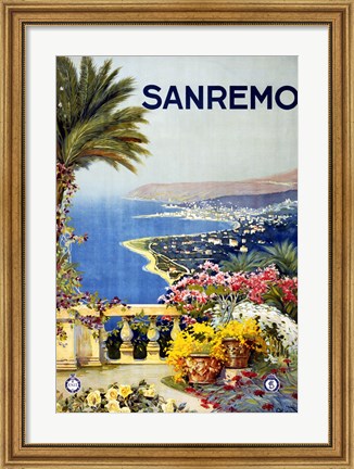 Framed San Remo, travel poster 1920 Print