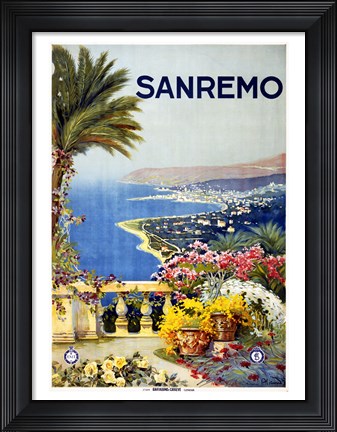 Framed San Remo, travel poster 1920 Print