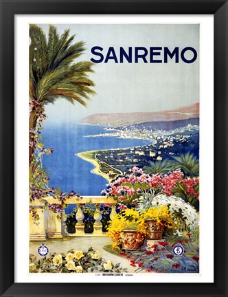 Framed San Remo, travel poster 1920 Print