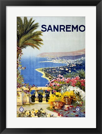 Framed San Remo, travel poster 1920 Print