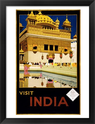 Framed Visit India, travel poster, 1935 Print