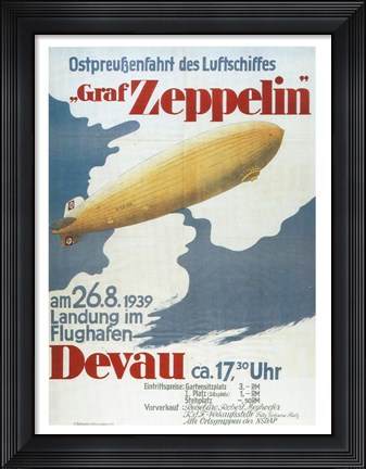 Framed Zeppelin in Devau 1939 Print