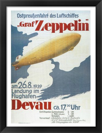 Framed Zeppelin in Devau 1939 Print