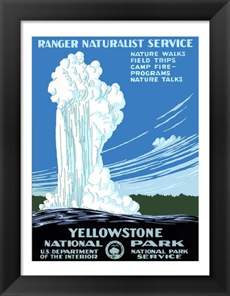 Framed Yellowstone National Park poster 1938 Print