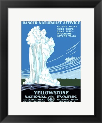 Framed Yellowstone National Park poster 1938 Print