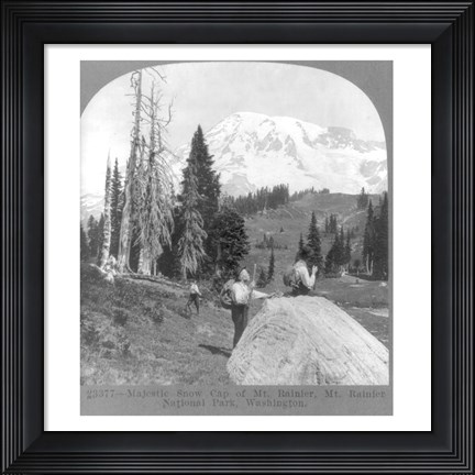 Framed Washington - Mount Rainier - resting at Camp Muir, before Gibralter Rock 1922 Print
