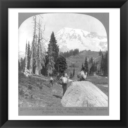 Framed Washington - Mount Rainier - resting at Camp Muir, before Gibralter Rock 1922 Print