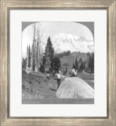 Framed Washington - Mount Rainier - resting at Camp Muir, before Gibralter Rock 1922 Print