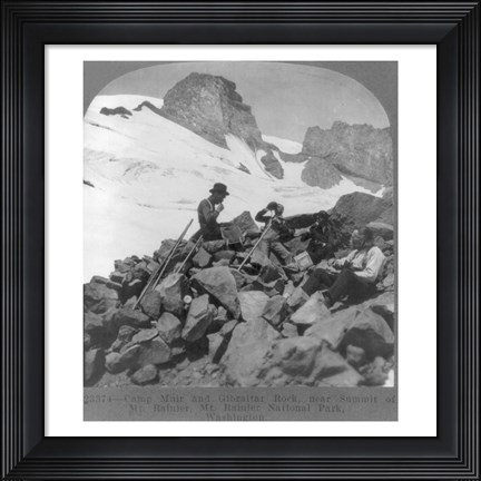 Framed Washington - Mount Rainier Toiling up a snowfield Print